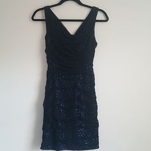 Express Black and Blue Sequin Dress
